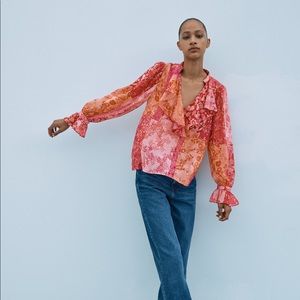 Zara Patchwork Printed Blouse